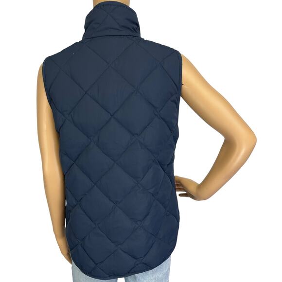 J. Crew Quilted Puffer Excursion Vest Navy Blue Two-Way Zipper 92465 Size S - Picture 6 of 11